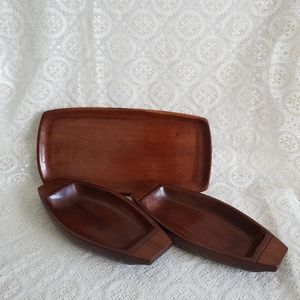 #MC Modern Hancrafted  Solid Mahogani Wood Polished Set of 3 Trays 